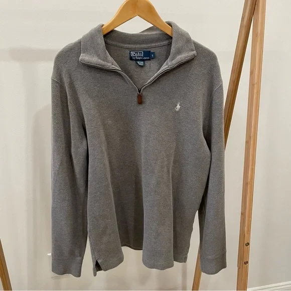 ✨SOLD✨ Vintage Polo Ralph Lauren Ribbed Embroidered Quarter Zip Collared Sweater - Picture 2 of 4